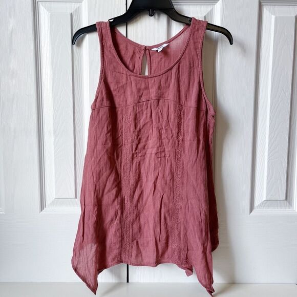 Sonoma Goods For Life Rust Color Shark-Bite Hem Tank Top Scoop Neck EUC Small - Picture 1 of 16